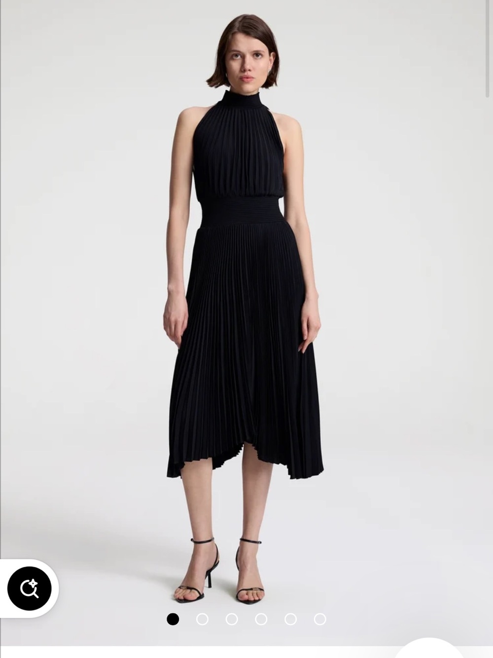 A.L.C. Renzo Black Pleated Midi Dress